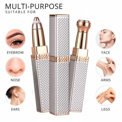 2-in-1 Flawless Facial Hair Remover & Eyebrow Trimmer | USB Rechargeable, Painless & Portable | Silver Color