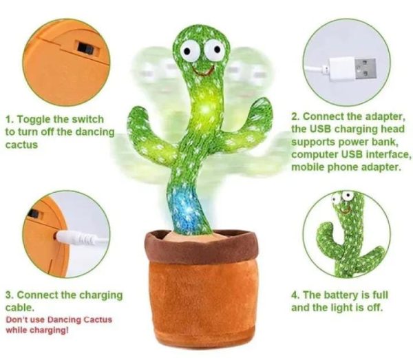 Rechargeable Dancing Cactus Toy with Hat | Interactive Singing, Talking & Dancing Plush for Kids