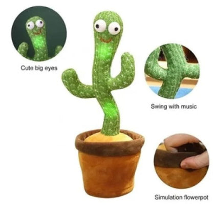 Rechargeable Dancing Cactus Toy with Hat | Interactive Singing, Talking & Dancing Plush for Kids