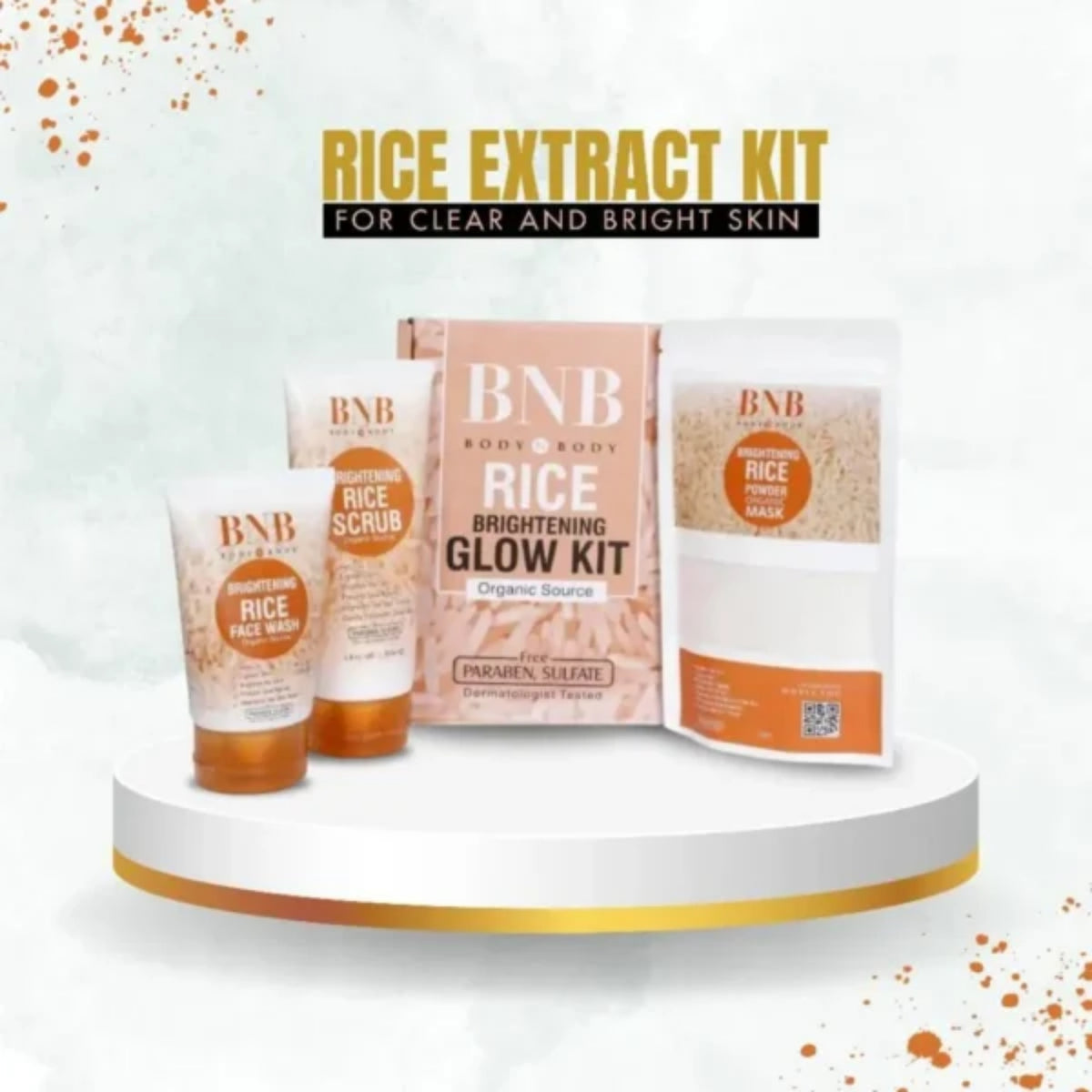 BNB Rice Extract Bright & Glow Facial Kit | 3-in-1 Whitening, Brightening & Hydrating Skincare