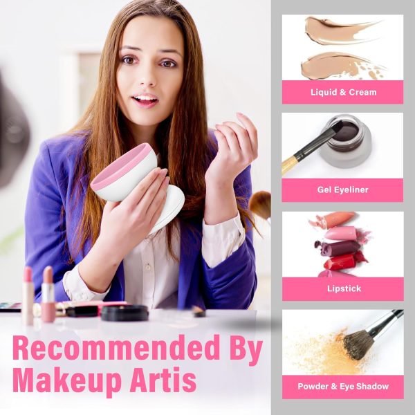 Electric Makeup Brush Cleaner Machine | Automatic USB Rechargeable Brush Washer | Gentle Silicone Cleaning