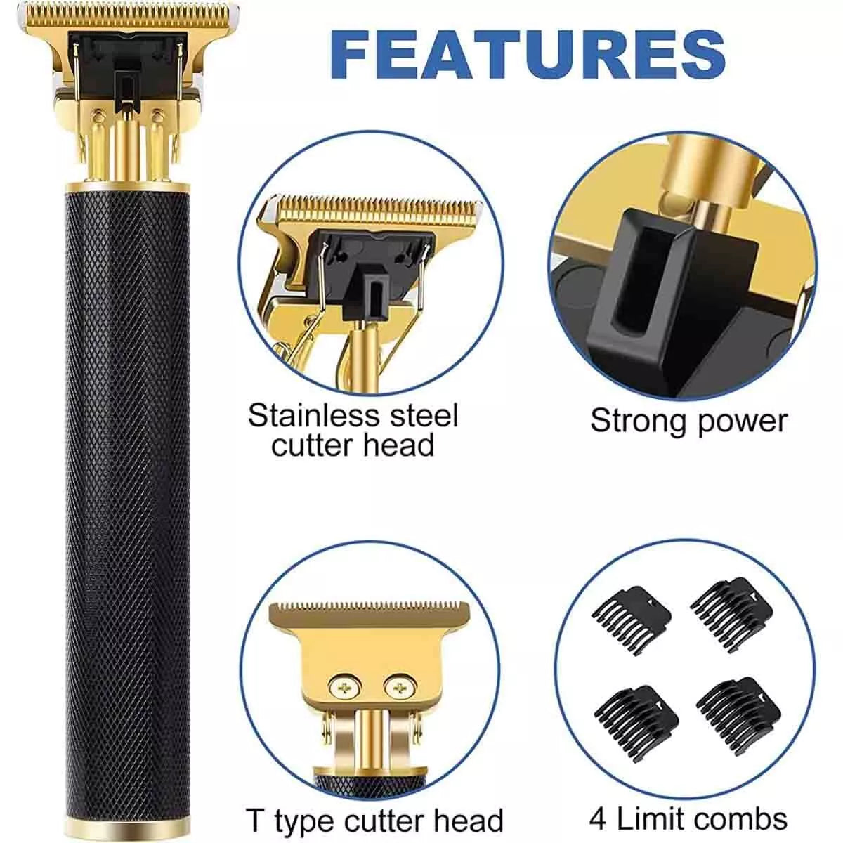 Professional T9 Hair & Beard Trimmer | Semi-Metal Body | Rechargeable Cordless Precision Clipper