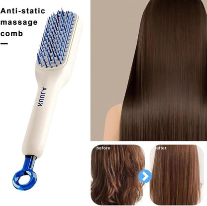 Self-Cleaning Hair Brush & Telescopic Comb | Detangling Brush with One-Pull Cleaning Mechanism | Random Color