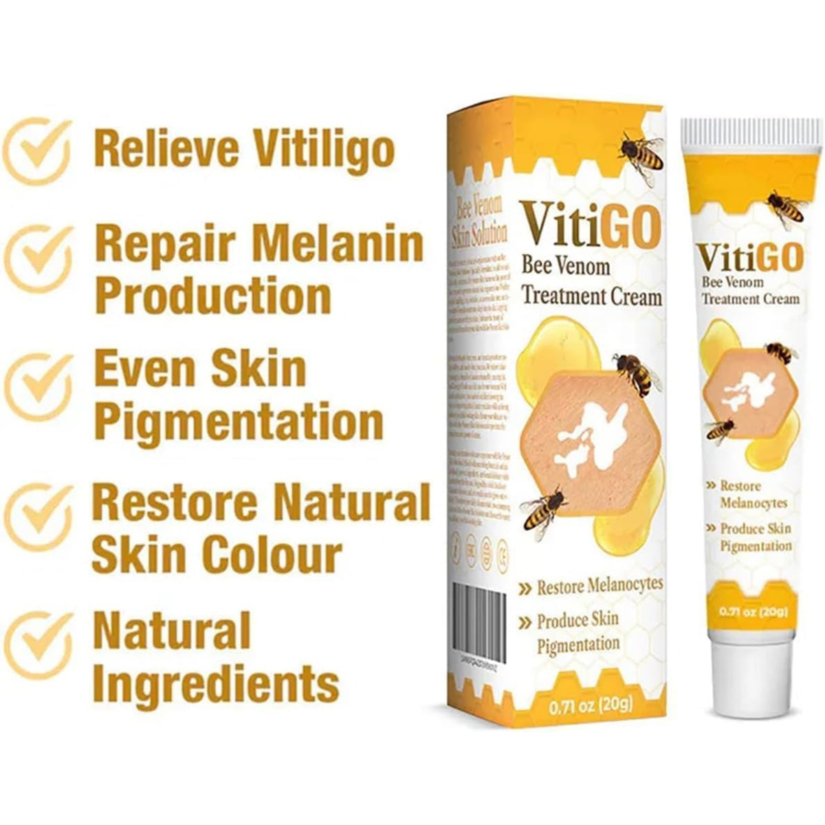 Vitigo Bee Venom Treatment Cream | Natural Skin Repair Hydration Relief Anti-Irritation